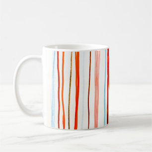 Red Lines Pattern. Horizontal Stroke Illustration. Coffee Mug