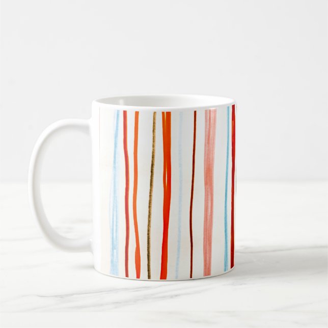 Red Lines Pattern. Horizontal Stroke Illustration. Coffee Mug (Left)