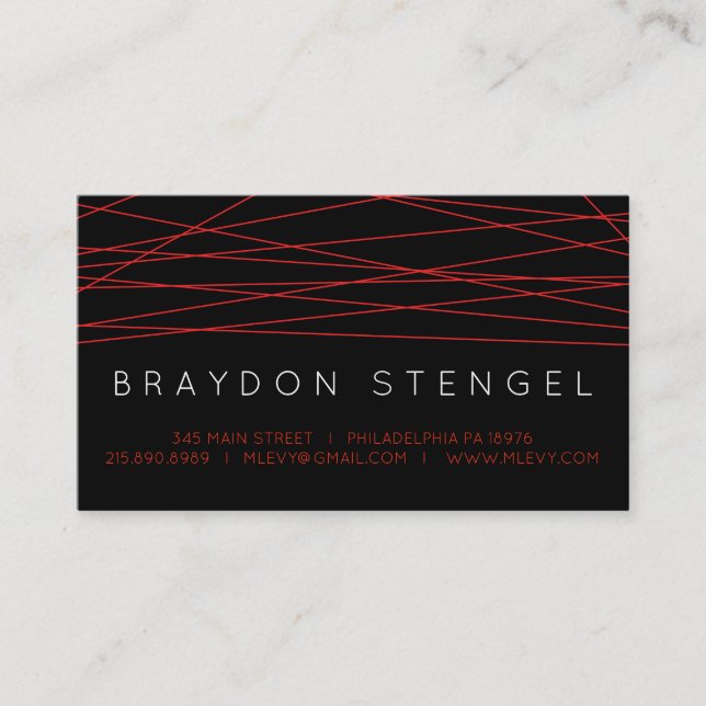 RED LINES Professional Business Card (Front)
