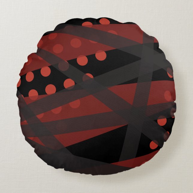 Red Lines with Dots Throw Pillow (Front)