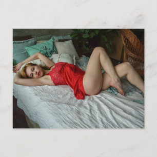 Red Lingerie Model Photography  postcard