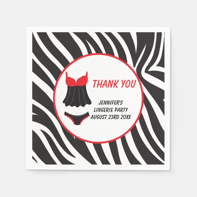 Red Lingerie Party Thank You Napkin (Front)