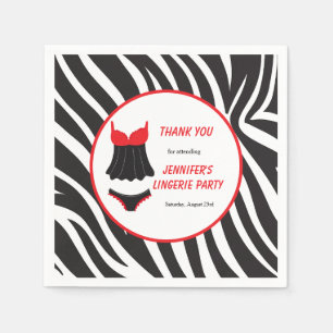 Red Lingerie Party Thank You Napkin