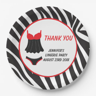 Red Lingerie Party Thank You Paper Plate