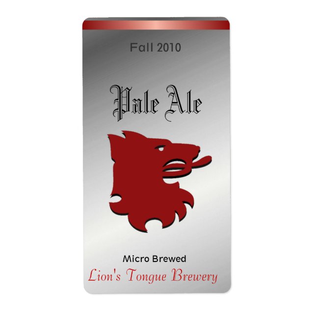 Red Lion Head Home brewed beer Labels (Front)
