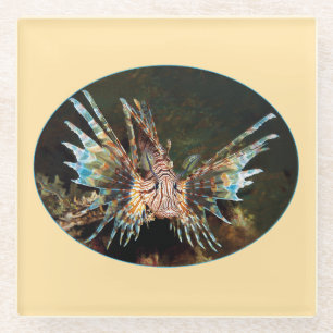 Red Lionfish, Raja Ampat - Photographic design Glass Coaster