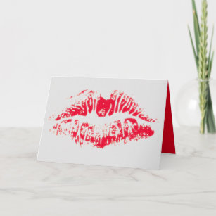 Red lip kiss greeting card