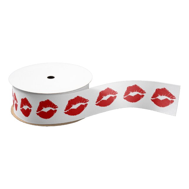 Red Lip Kiss Grosgrain Ribbon (Spool)