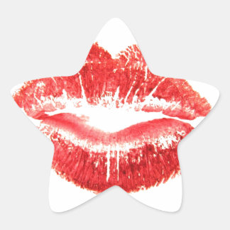 Red Lip Kiss Star Sticker