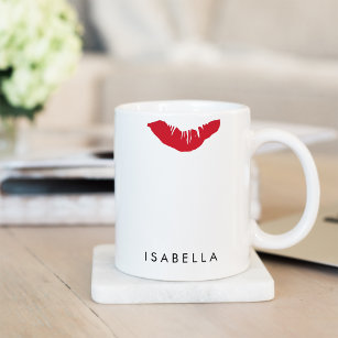 Red Lip Print Personalised Coffee Mug