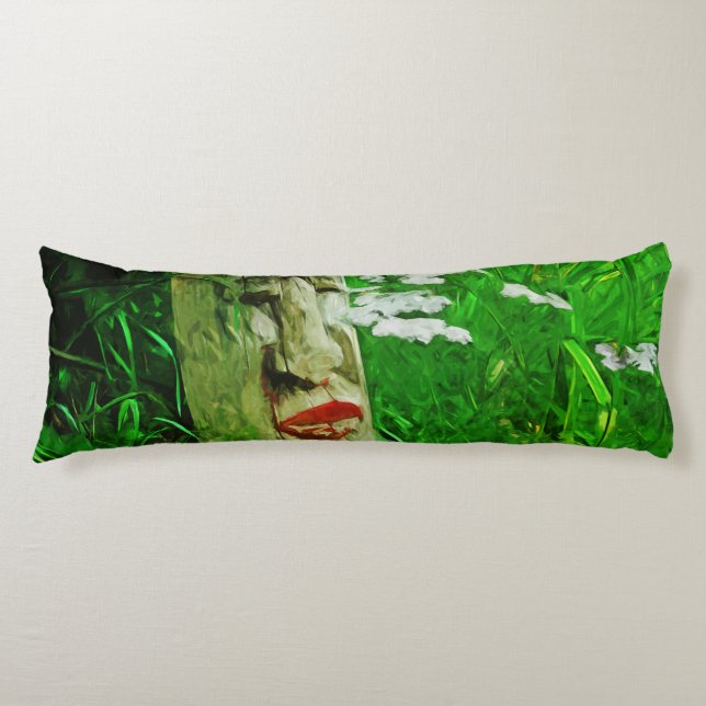 Red Lipped American Indian Totem Among Wildflowers Body Cushion (Front)