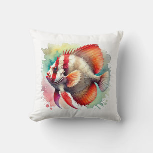 Red Lipped Batfish 070824AREF146 - Watercolor Cushion