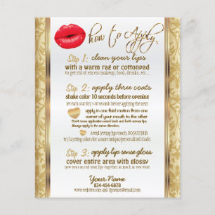 Red Lips and Gold Damask Instructions Flyer