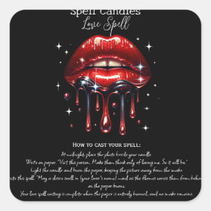 Red Lips Attraction & Love Desires Magic Spell  Square Sticker