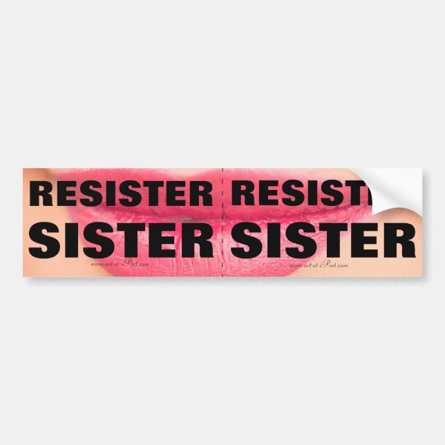 Red lips background for set of Resister Sisters 2- Bumper Sticker (Front)