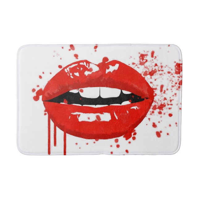 Red lips beauty fashion makeup kiss bath mat (Front)