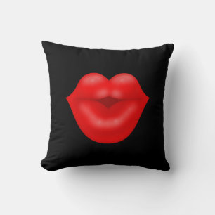 Red lips big kiss cushion