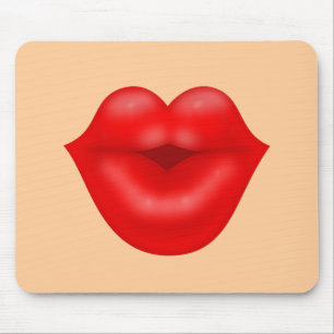 Red lips big kiss mouse mat