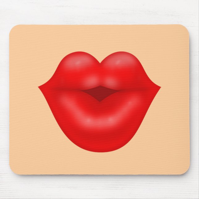 Red lips big kiss mouse mat (Front)