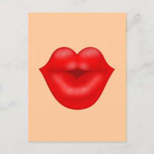 Red lips big kiss postcard