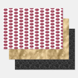 Red Lips Bridal Shower Wrapping Paper Sheet