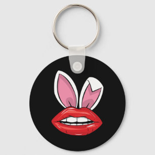 Red Lips Bunny Ears Easter Day Funny Girls  Key Ring