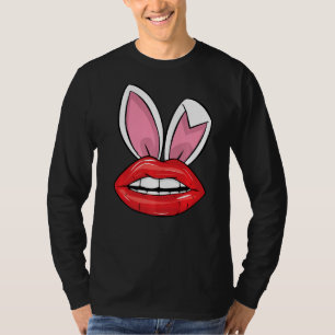 Red Lips Bunny Ears Easter Day Girls T-Shirt