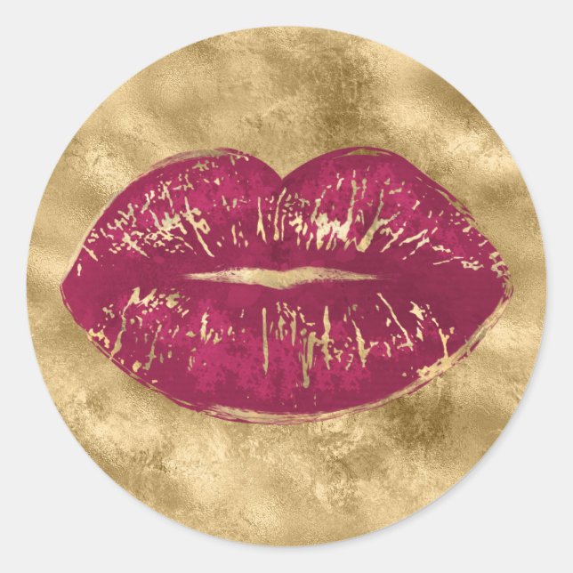 Red Lips Classic Round Sticker (Front)
