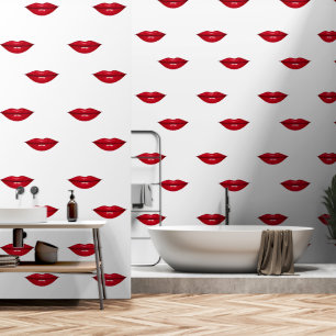 Red Lips Custom Colour White Wallpaper
