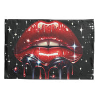 Red Lips Dripping Glitter Glam Sparkle