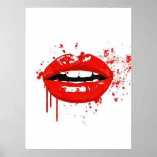 Red lips fashion glamour modern illustration poster