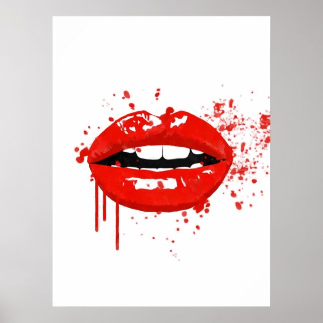 Red lips fashion glamour modern illustration poster (Front)