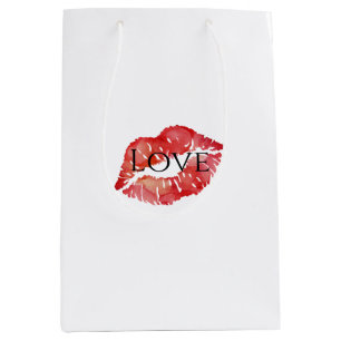 Red Lips Flirty Kiss Love  Medium Gift Bag