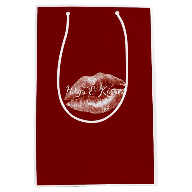 Red Lips Flirty Romantic Valentine's Day Love Medium Gift Bag (Front)