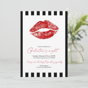 Red Lips Galentine’s Night Out  Invitation