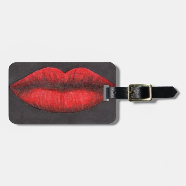 Red Lips Graphic Luggage Tag (Front Horizontal)