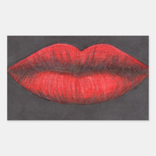 Red Lips Graphic Rectangular Sticker