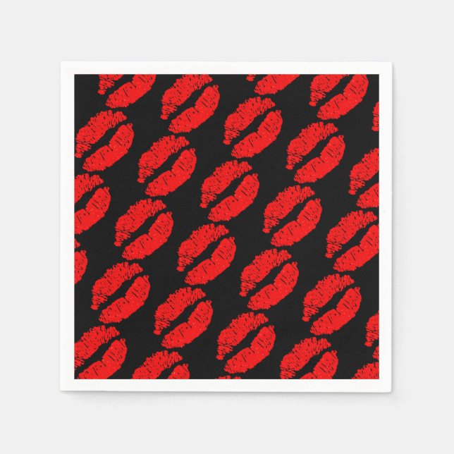 Red Lips Kiss Beauty Makeup Birthday Party Napkin (Front)