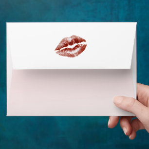 Red Lips Kiss Blush Pink White Envelope