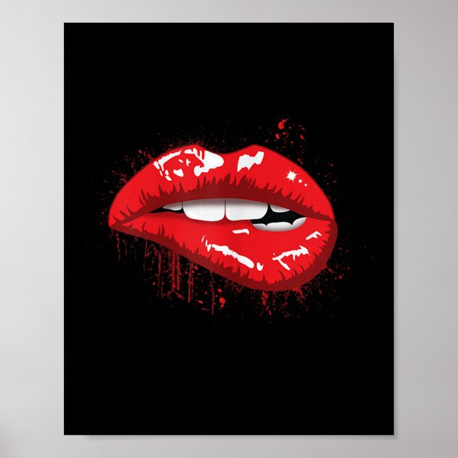 Red Lips Kiss Girl T Shirt Birthday Christmas Gift Poster (Front)