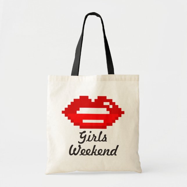 Red lips kiss girls weekend tote bag (Front)