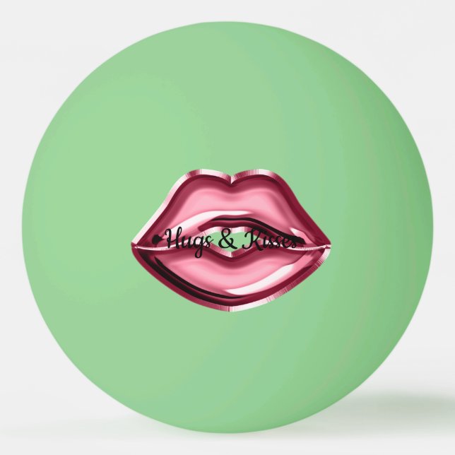 Red Lips Kiss Hearts Ping Pong Ball (Front)