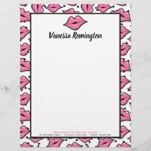 Red Lips Kiss Lipstick & Beauty Distributor Custom Letterhead