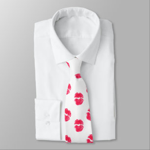 Red Lips Kiss Lipstick Kisses Valentine's Day Tie