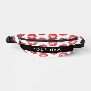 Red Lips, Kiss, Lipstick, Your Name, Personalise Bum Bags