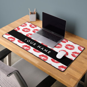 Red Lips, Kiss, Lipstick, Your Name, Personalise Desk Mat