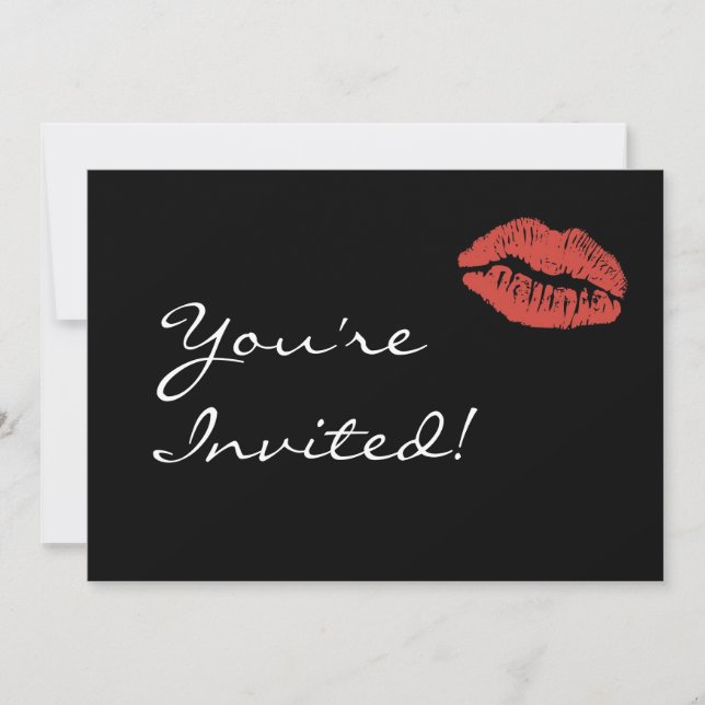 Red Lips Kiss Party Invitation (Front)