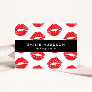 Red Lips, Kiss, Pattern Of Lips, Makeup Artist Business Card