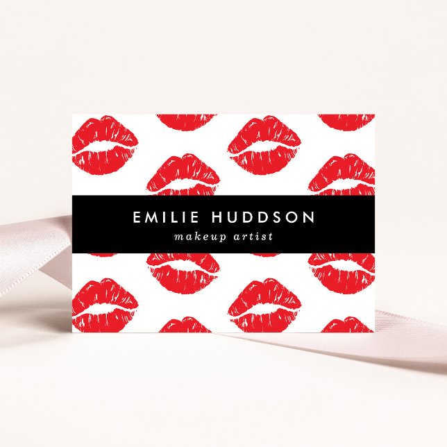 Red Lips, Kiss, Pattern Of Lips, Makeup Artist Business Card (Creator Uploaded)