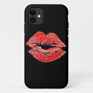red lips kiss print iphone case